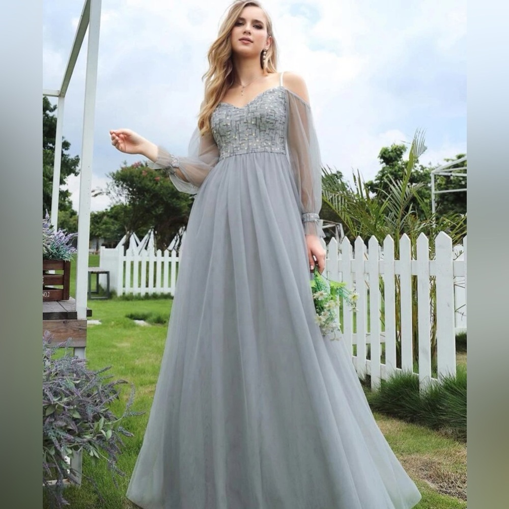 Beautiful gray evening gown